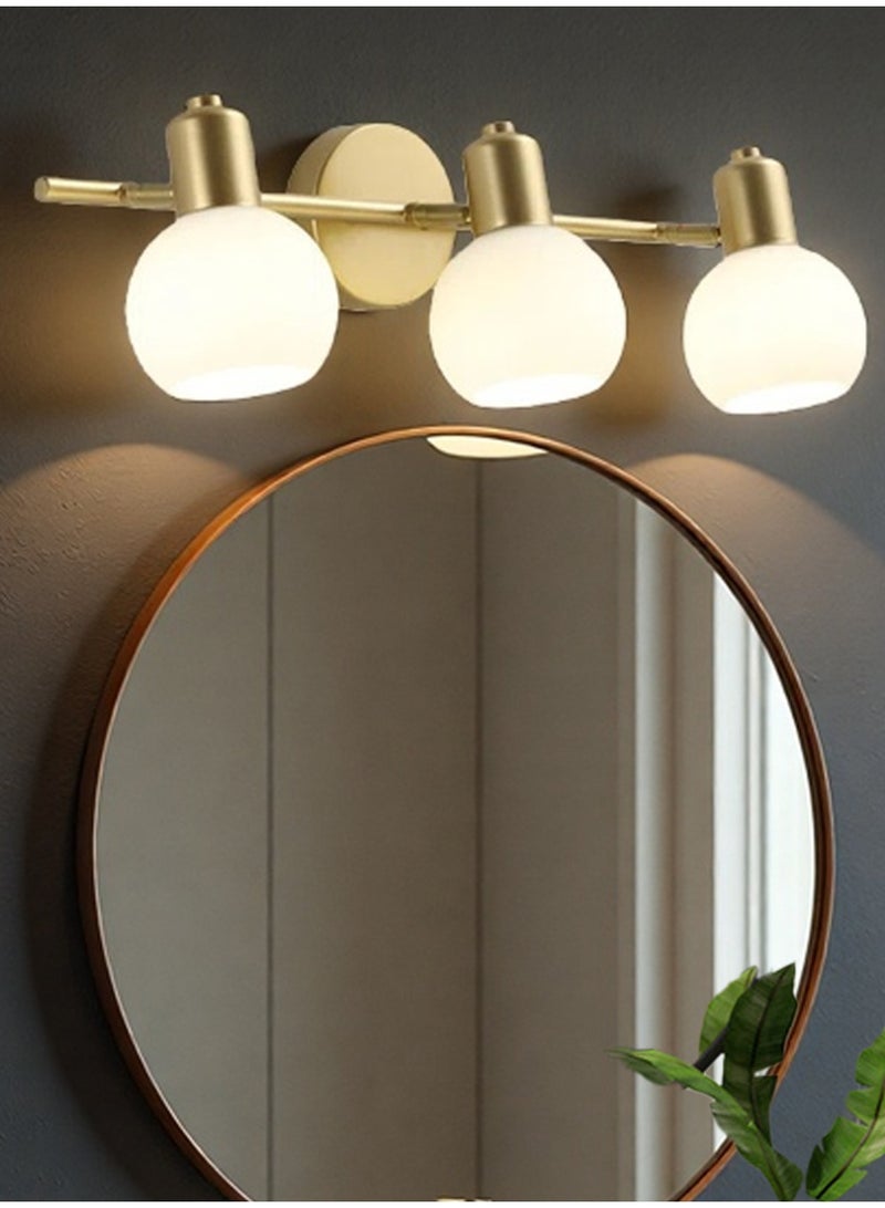 Golden Three-Head Mirror Lamp. Equipped with 3 color modes and 180° adjustable lamp arm. Suitable for bathrooms and dressing rooms. - Image 1